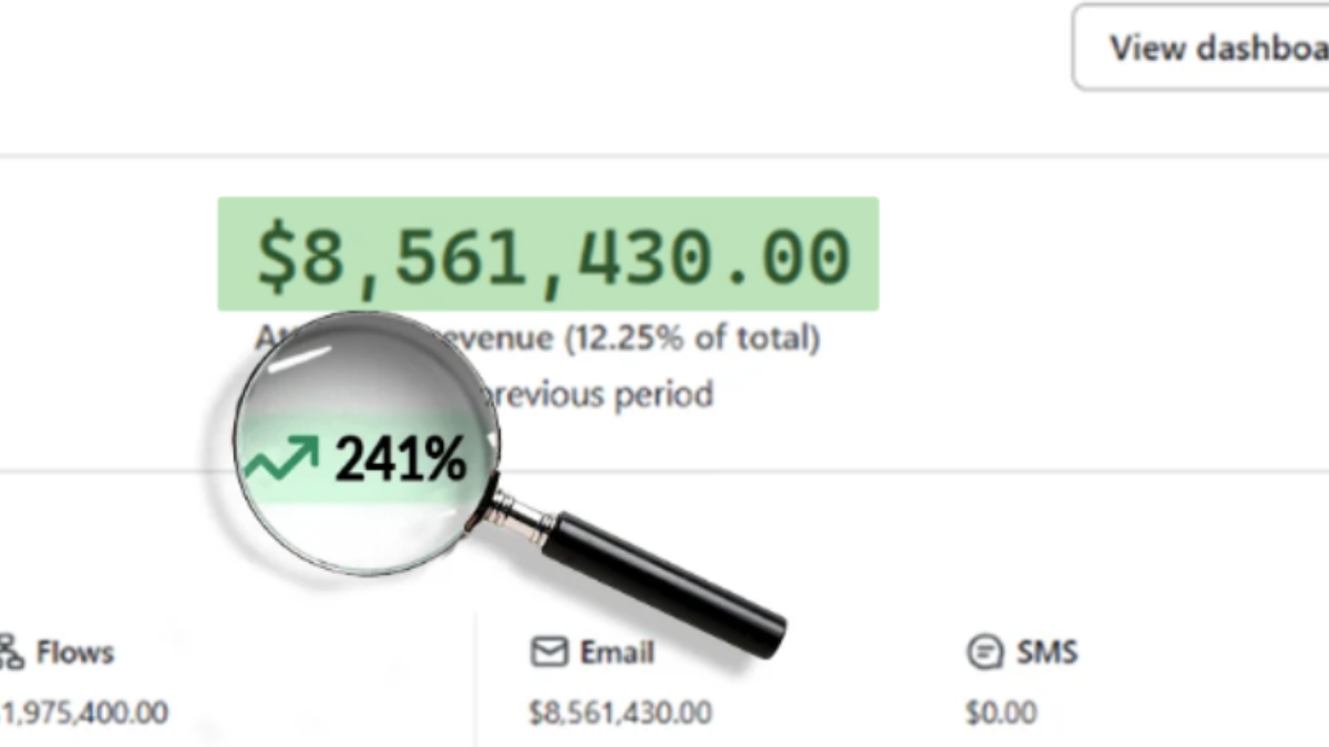 Proof screenshot showing +241% revenue increase in 1 month