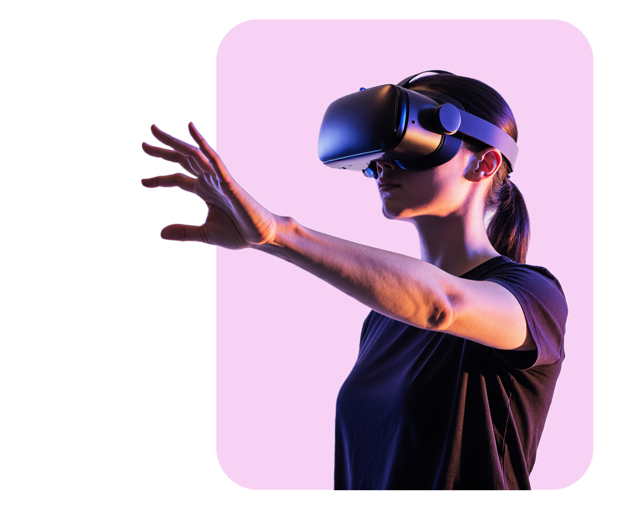 Person using VR headset in digital world (Desktop)