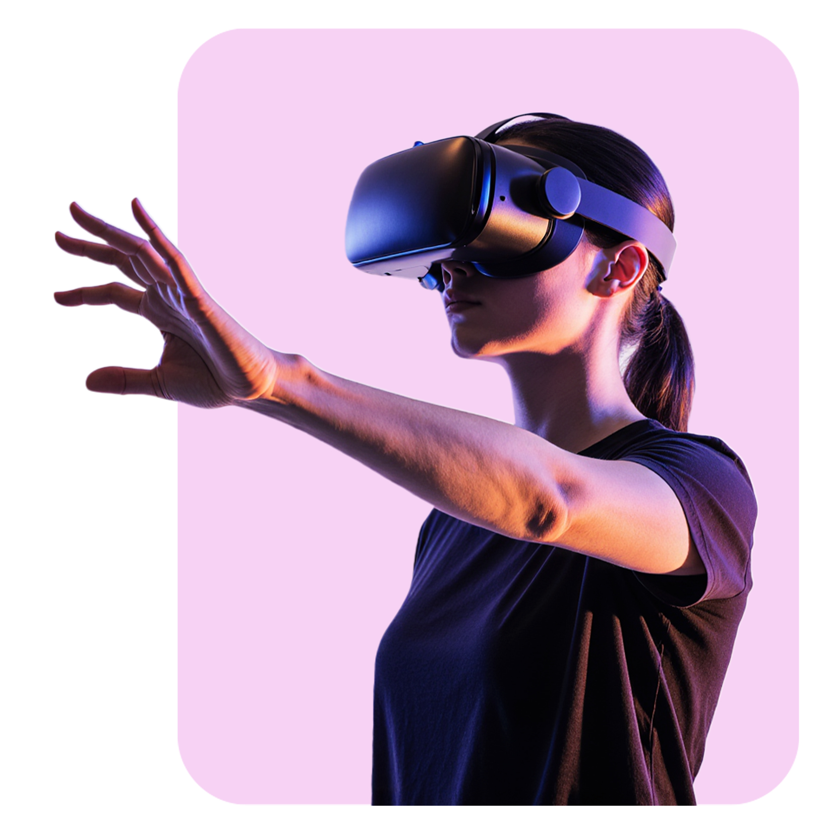 Person using VR headset in digital world (Mobile)